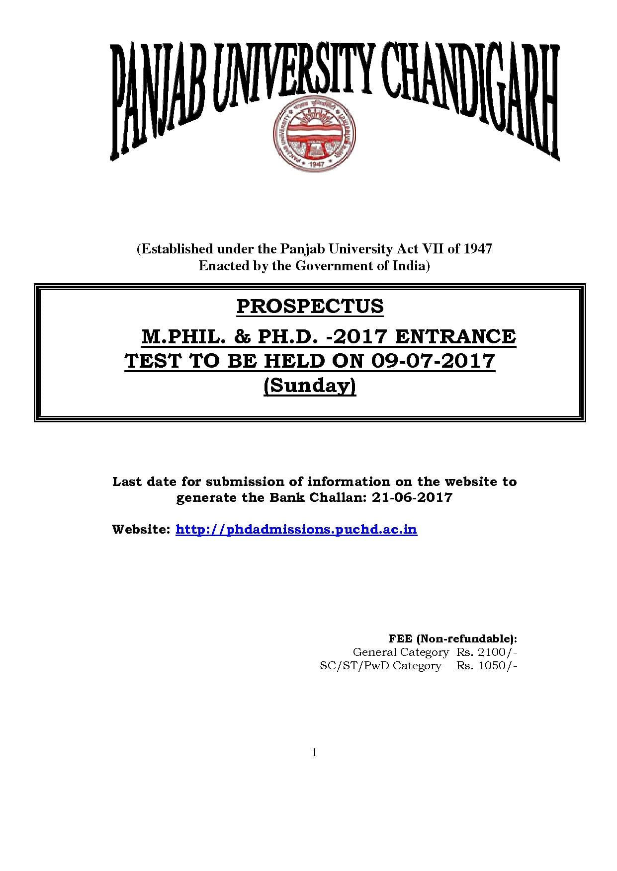 phd guidelines panjab university