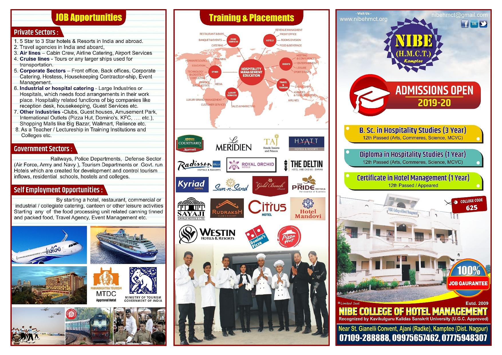 NIBE College of Hotel Management, Nagpur - Admissions, Contact, Website