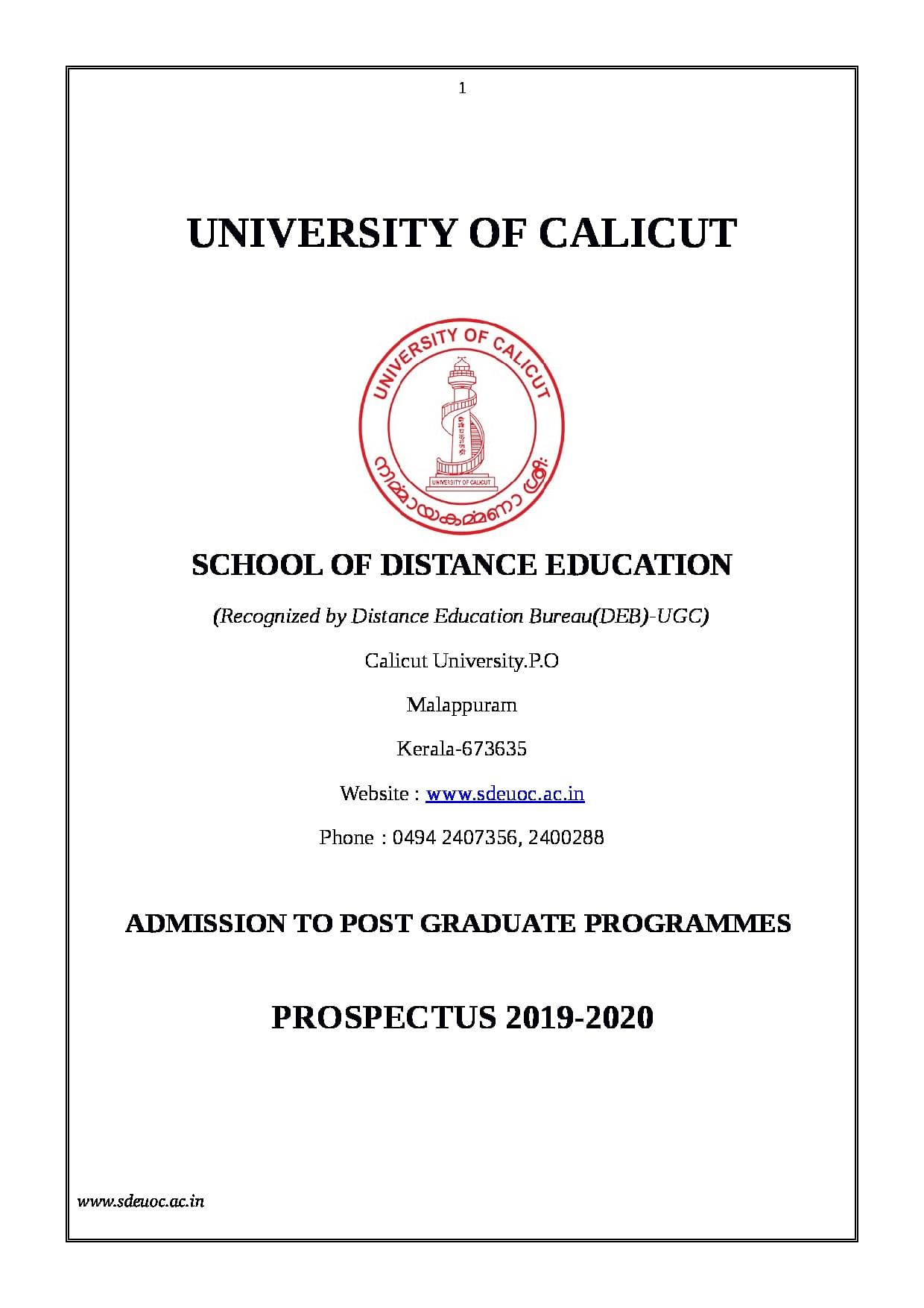 calicut university distance education degree courses