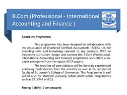 B.Com (Professional-International Accounting & Finance)