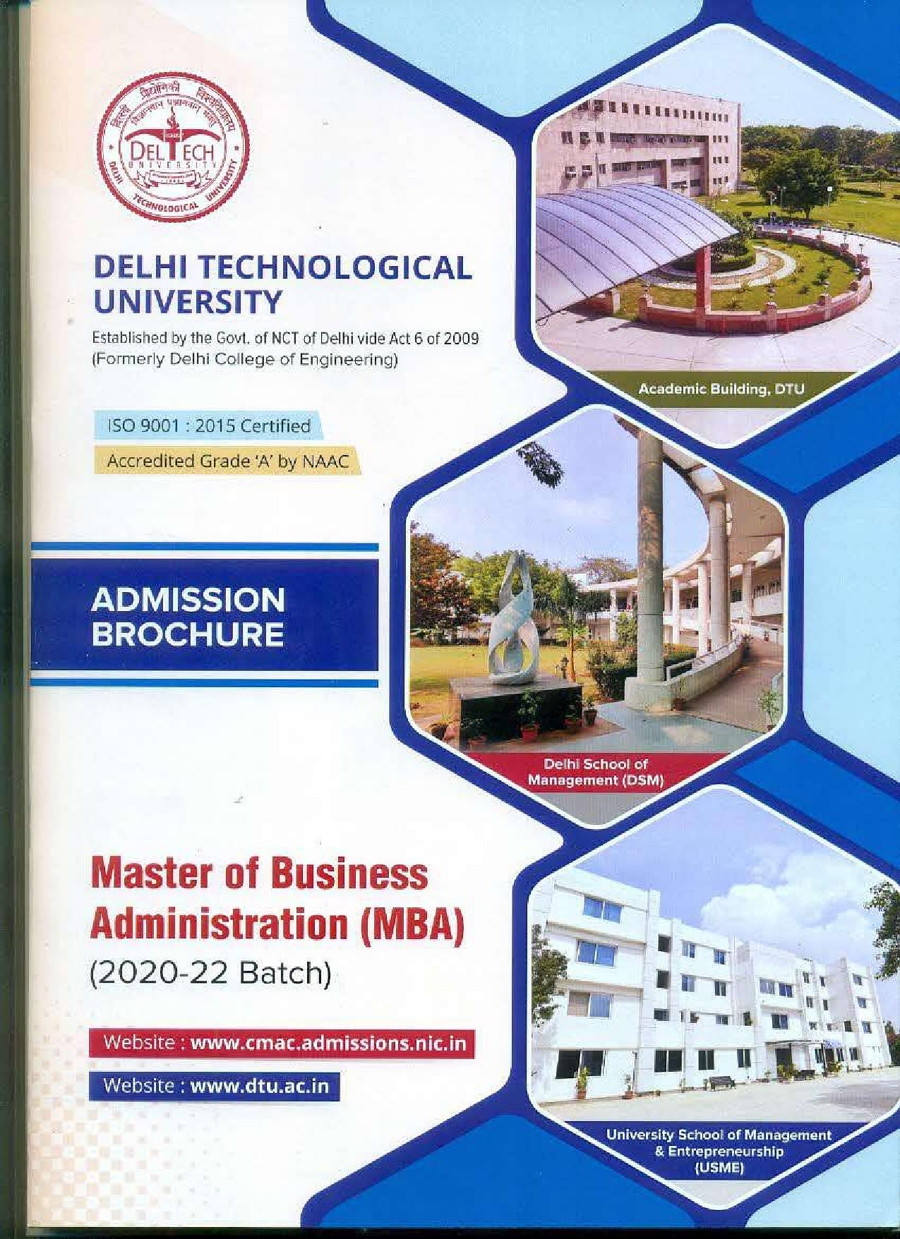 Delhi School of Management, DTU [DSM], New Delhi Admissions