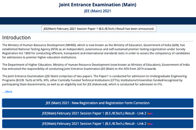 Jee Main Result 2021 Out Download Nta Scorecard For March Check Topper List